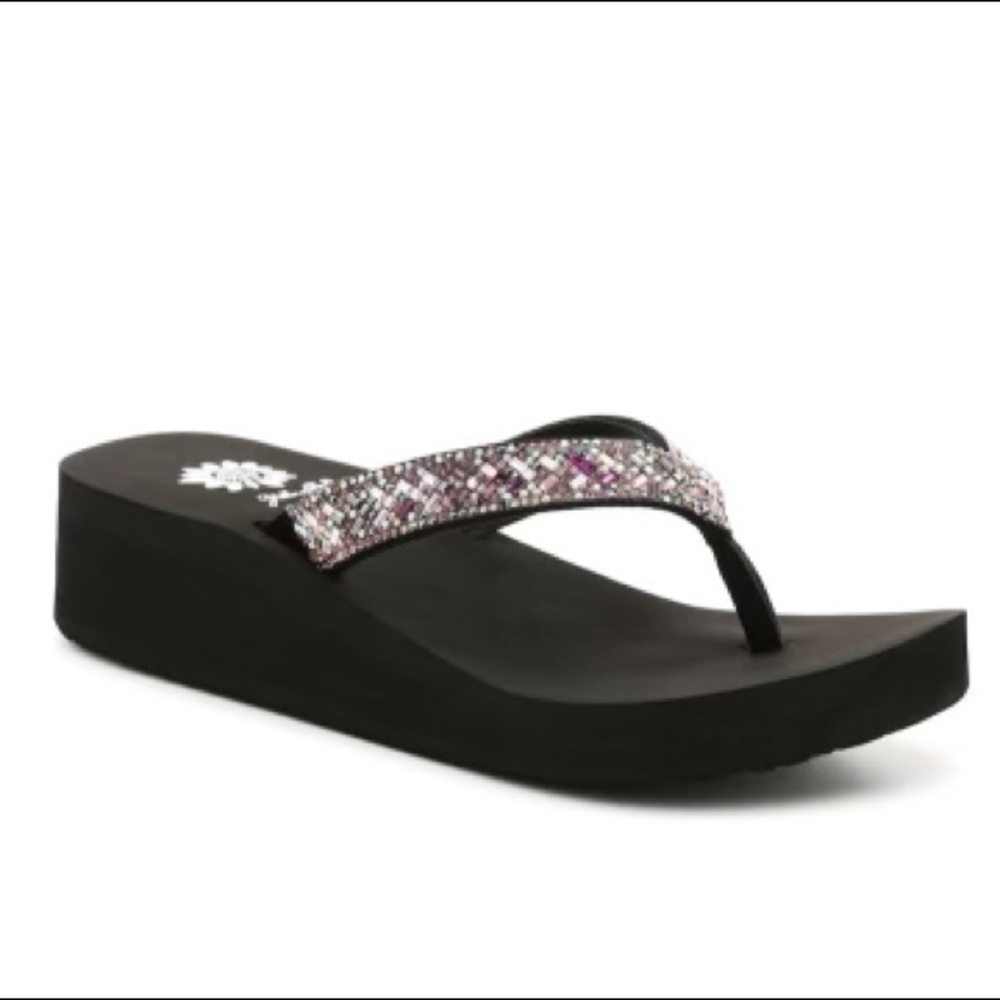 Yellow Box Wedge Flip Flops